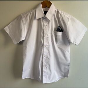 White Short Sleeve Button-Up Shirt